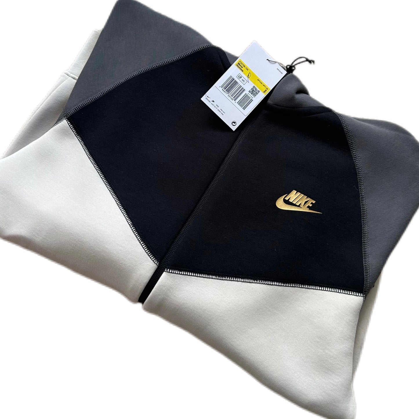 Nike Tech Fleece Full Zip Hoodie - Black/Grey/Off White