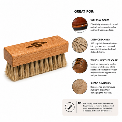 Premium Hog Hair Shoe Cleaning Brush