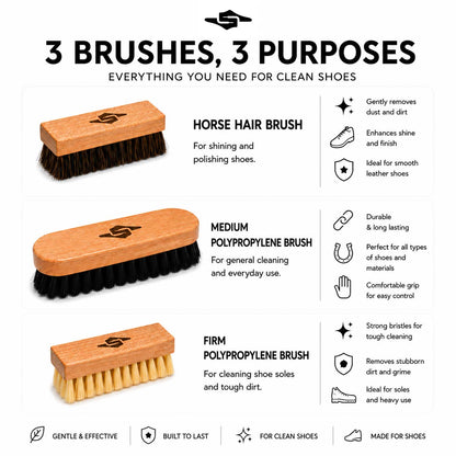 Shoe Cleaning Brush Set | For Leather Footwear (3 Piece)