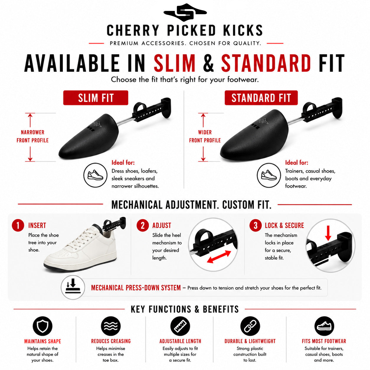 Premium Matte Shoe Trees Adjustable