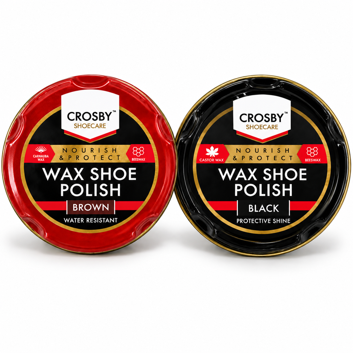 Crosby Shoecare - Shoe Polish Wax 2 Pack Black Brown Set (50ml x 2)
