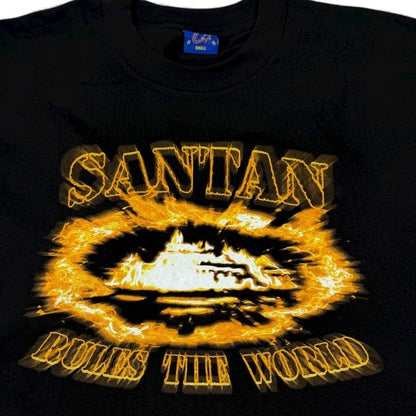 Size S - Corteiz Santan Alcatraz Tee - Black/Orange Flame