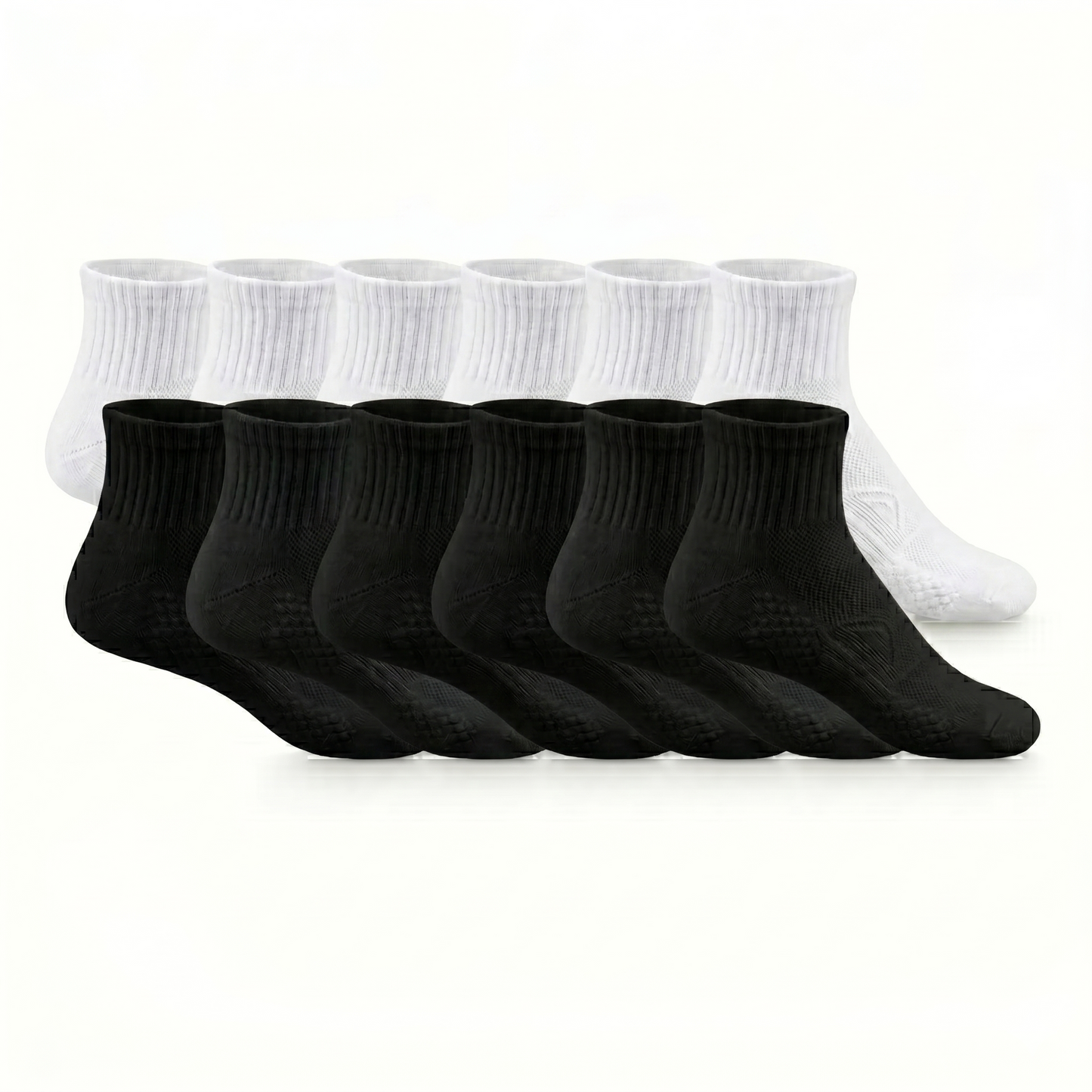 Socks Short Crew | Premium Unisex 80% Cotton White & Black | One Size Fits All