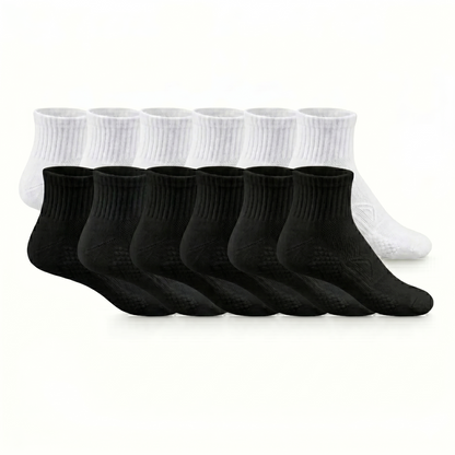 Socks Short Crew | Premium Unisex 80% Cotton White & Black | One Size Fits All
