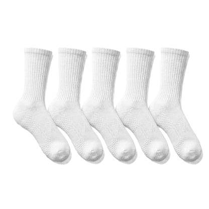 Premium White Cotton Ribbed Crew Socks | One Size Fits All | UK 4 - 10.5