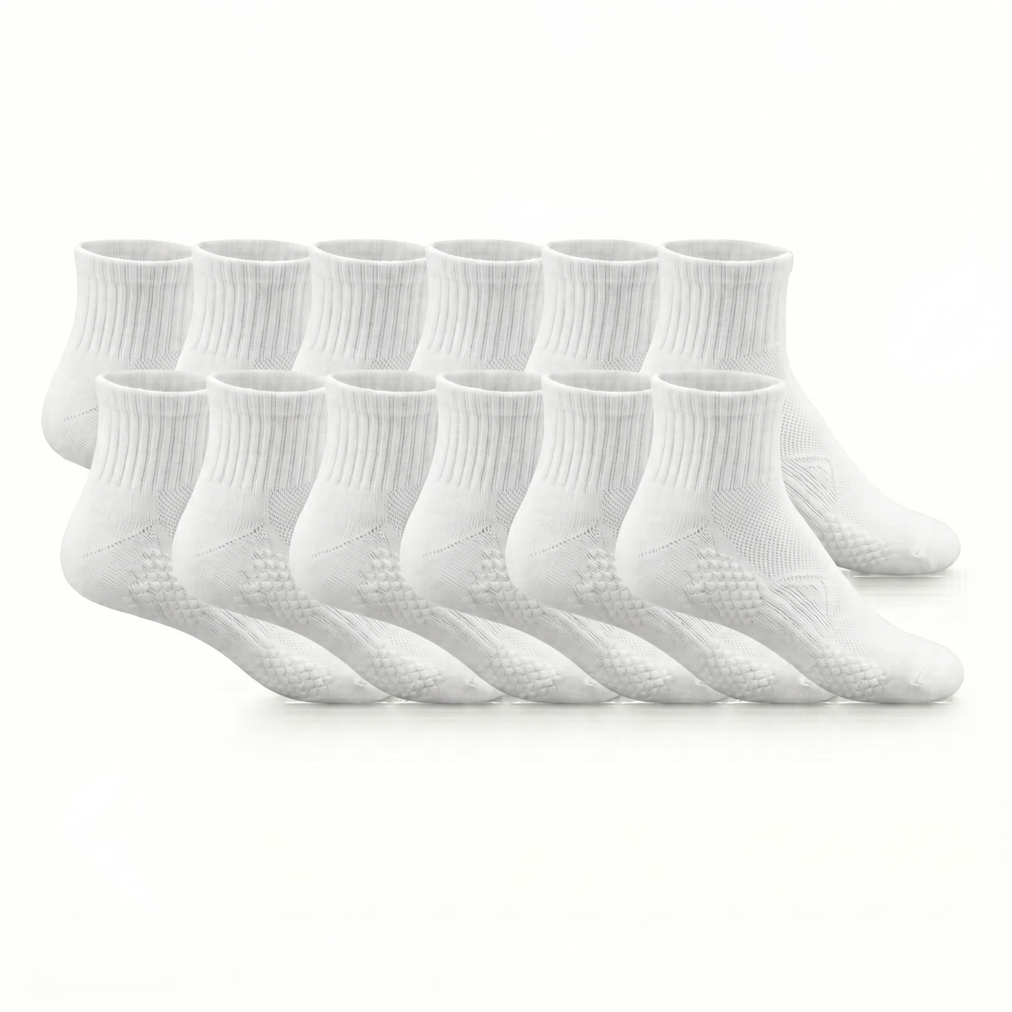 Socks Short Crew | Premium Unisex 80% Cotton White & Black | One Size Fits All