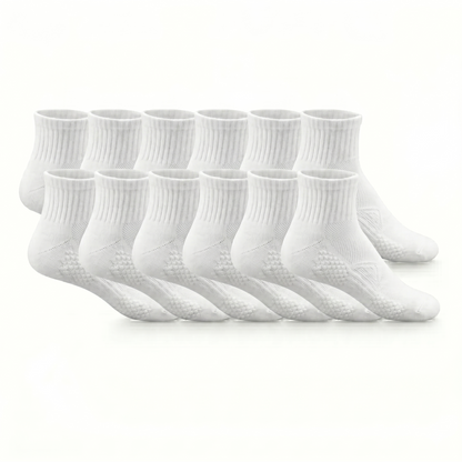 Socks Short Crew | Premium Unisex 80% Cotton White & Black | One Size Fits All