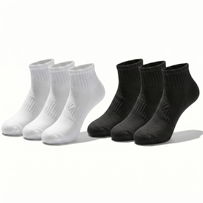 Socks Short Crew | Premium Unisex 80% Cotton White & Black | One Size Fits All