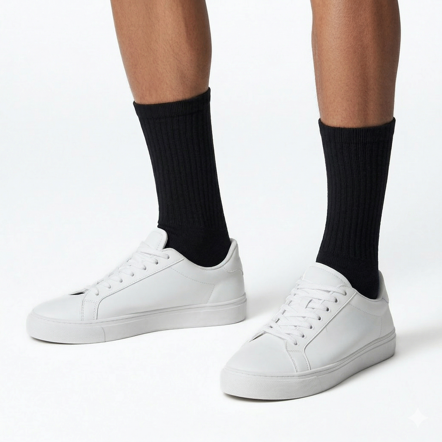 Premium Black Cotton Ribbed Crew Socks | One Size Fits All | UK 4 - 10.5