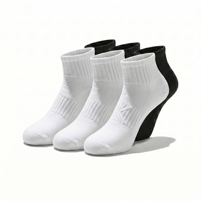 Socks Short Crew | Premium Unisex 80% Cotton White & Black | One Size Fits All