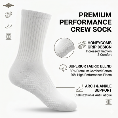 Premium Black Cotton Ribbed Crew Socks | One Size Fits All | UK 4 - 10.5