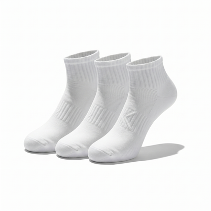 Socks Short Crew | Premium Unisex 80% Cotton White & Black | One Size Fits All