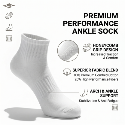 Socks Short Crew | Multi-Pack | Black & White | 20 Pack | Premium 80% Cotton