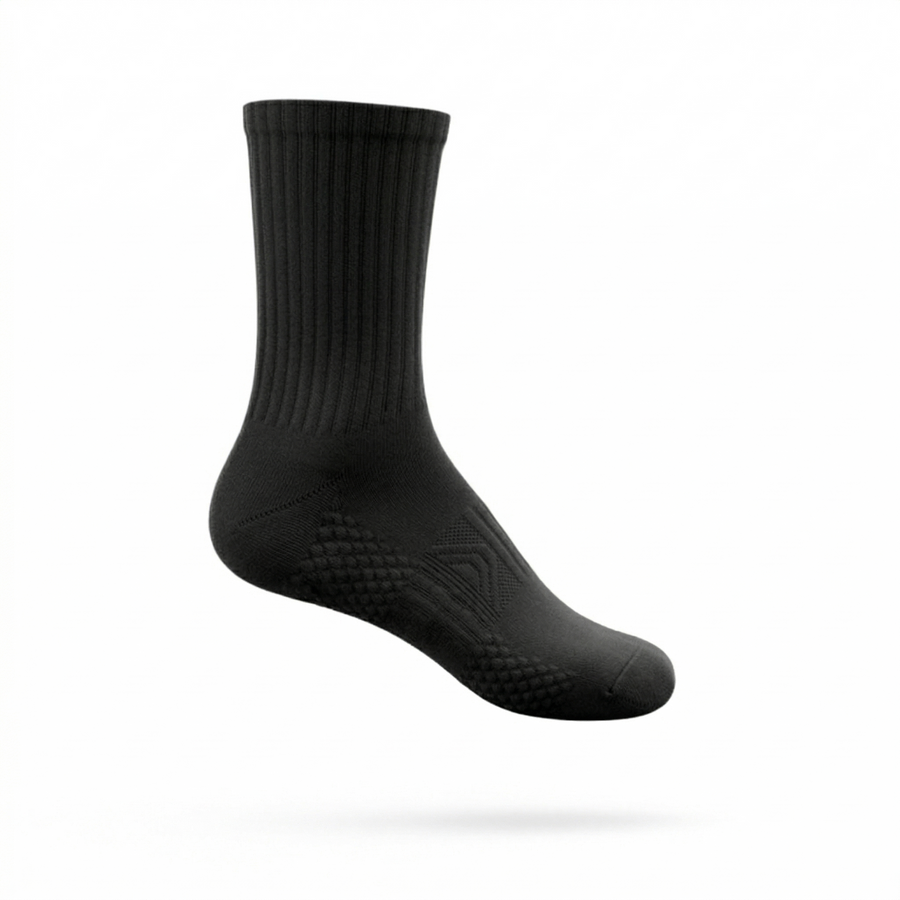 Premium Black Cotton Ribbed Crew Socks | One Size Fits All | UK 4 - 10.5