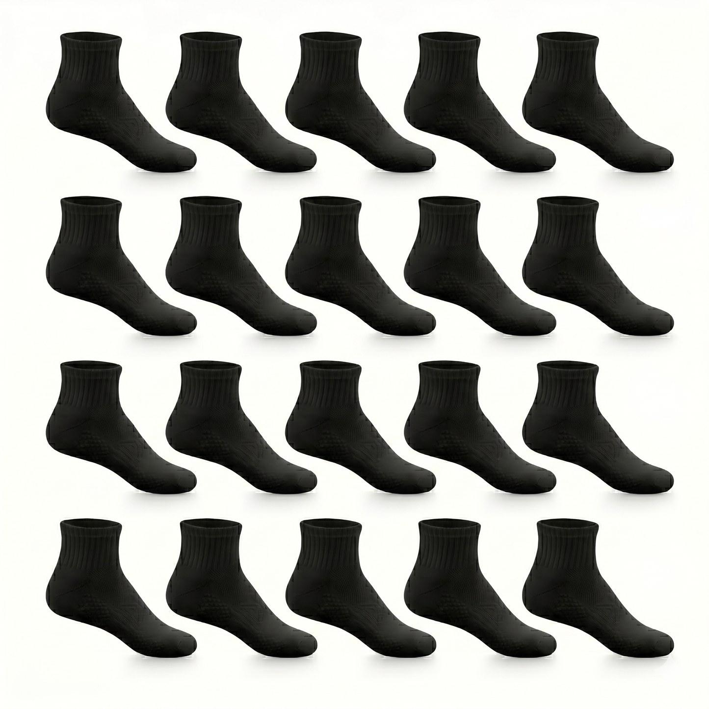 Socks Short Crew | Multi-Pack | Black & White | 20 Pack | Premium 80% Cotton