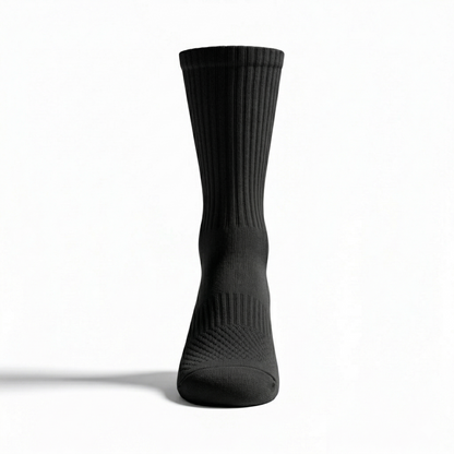 Premium Black Cotton Ribbed Crew Socks | One Size Fits All | UK 4 - 10.5