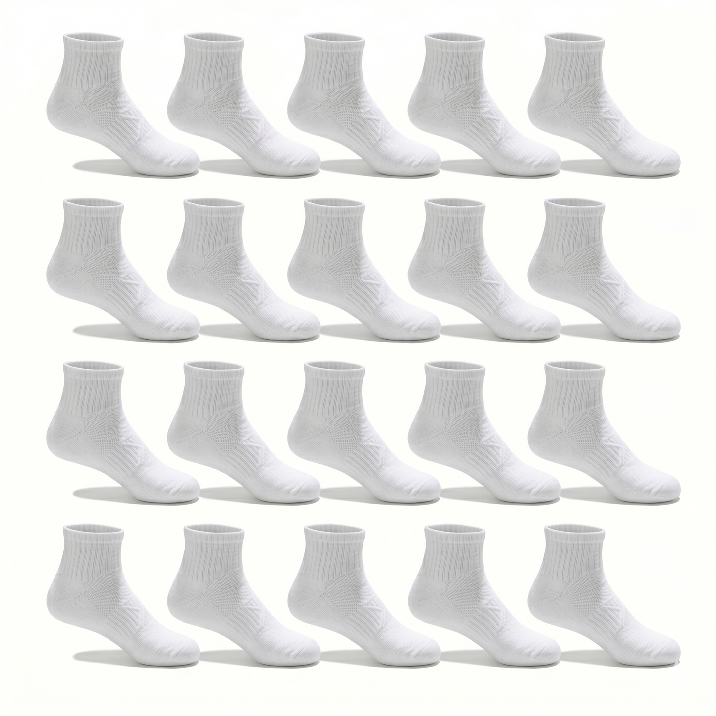 Socks Short Crew | Multi-Pack | Black & White | 20 Pack | Premium 80% Cotton