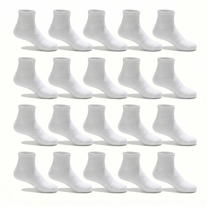 Socks Short Crew | Multi-Pack | Black & White | 20 Pack | Premium 80% Cotton