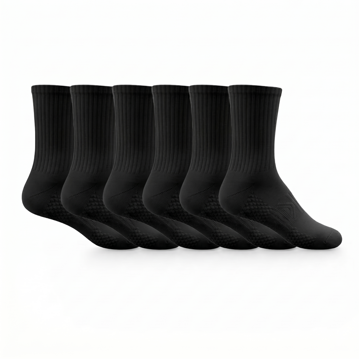 Premium Black Cotton Ribbed Crew Socks | One Size Fits All | UK 4 - 10.5