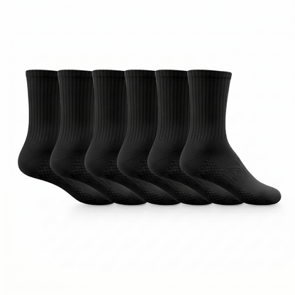 Premium Black Cotton Ribbed Crew Socks | One Size Fits All | UK 4 - 10.5