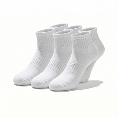 Socks Short Crew | Premium Unisex 80% Cotton White & Black | One Size Fits All