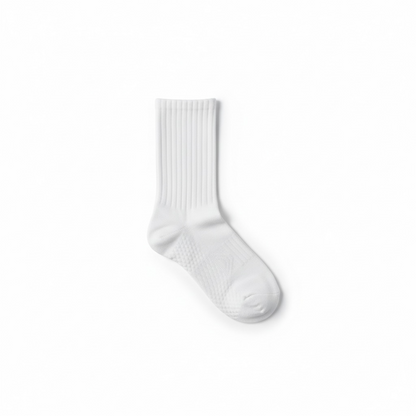 Premium White Cotton Ribbed Crew Socks | One Size Fits All | UK 4 - 10.5