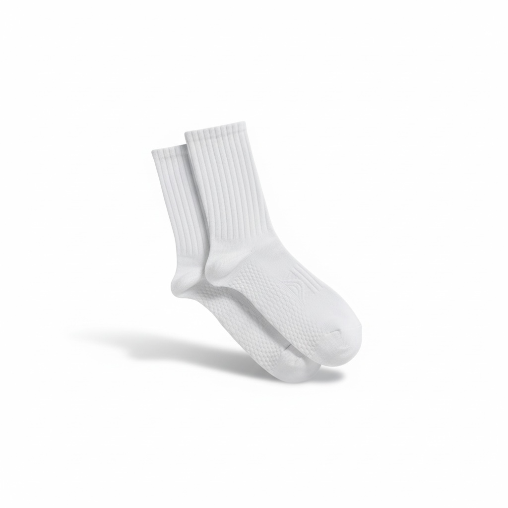 Premium White Cotton Ribbed Crew Socks | One Size Fits All | UK 4 - 10.5