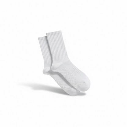 Premium White Cotton Ribbed Crew Socks | One Size Fits All | UK 4 - 10.5