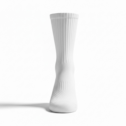 Premium White Cotton Ribbed Crew Socks | One Size Fits All | UK 4 - 10.5